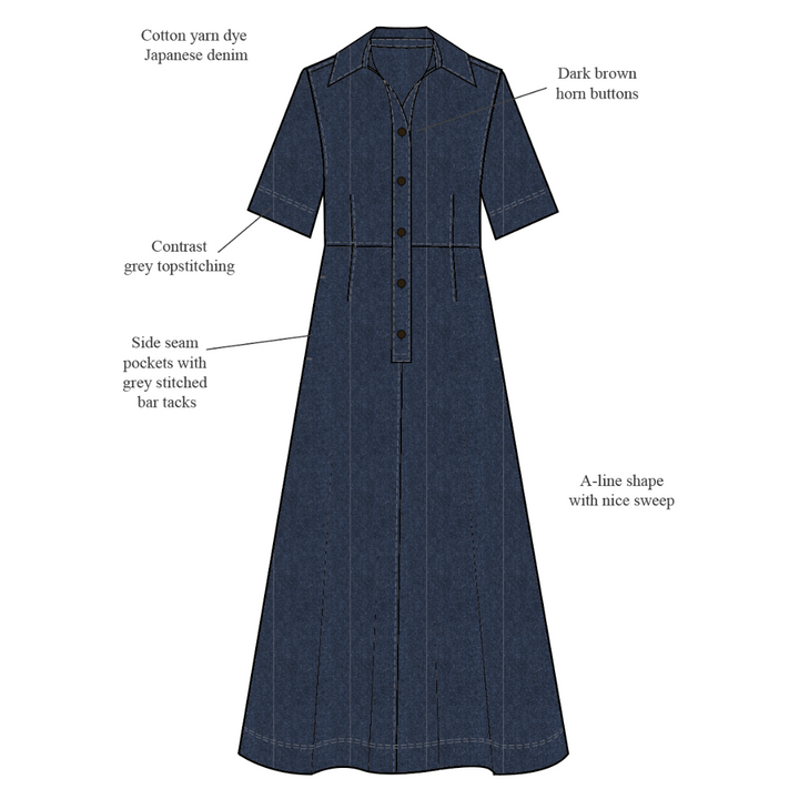 japanese denim dress Dory Dress | Vintage-Inspired Apron Dress in Japanese Indigo Denim