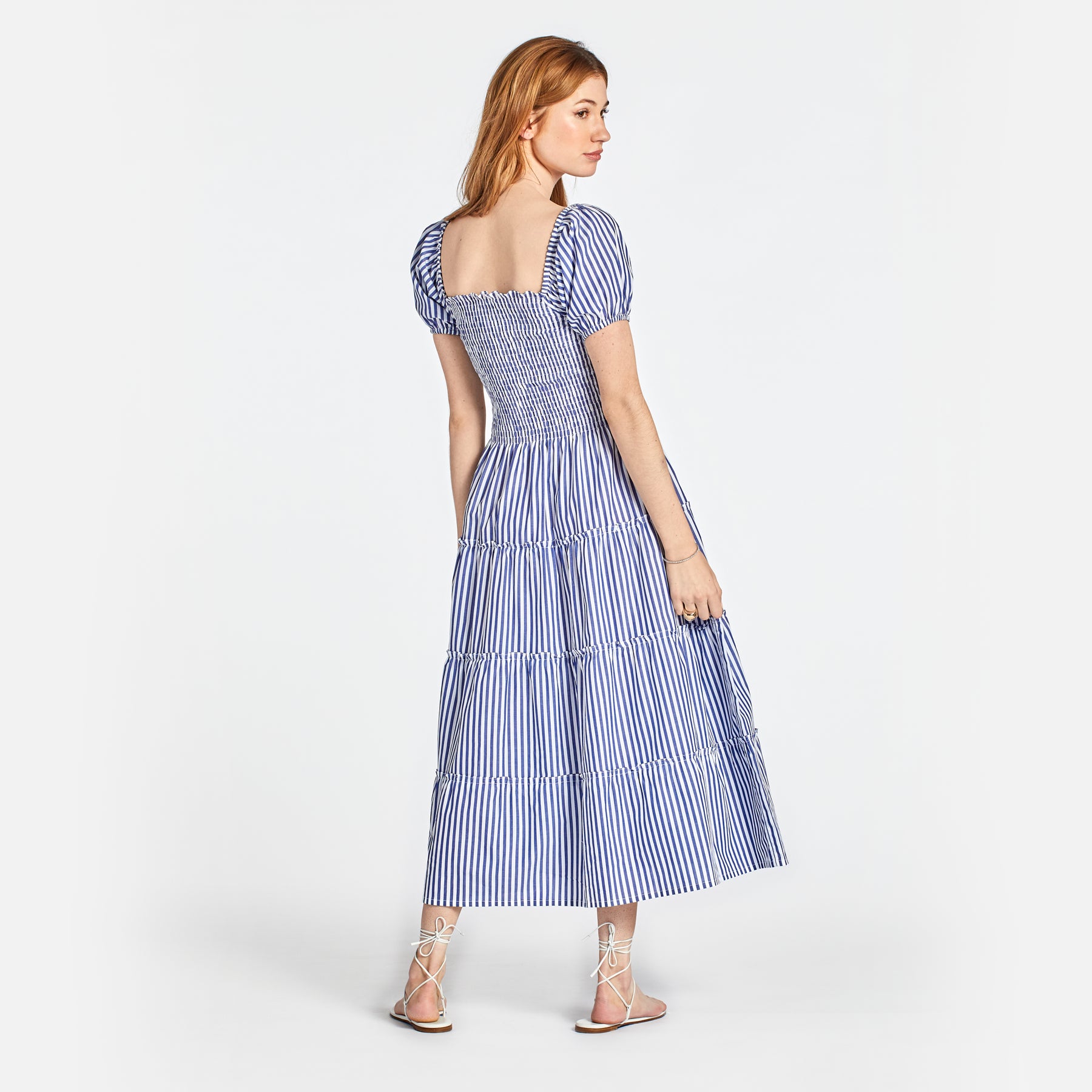 The Kate - Smocked Bodice Blue Striped or Red Polka Dot Dress – Maxwell ...