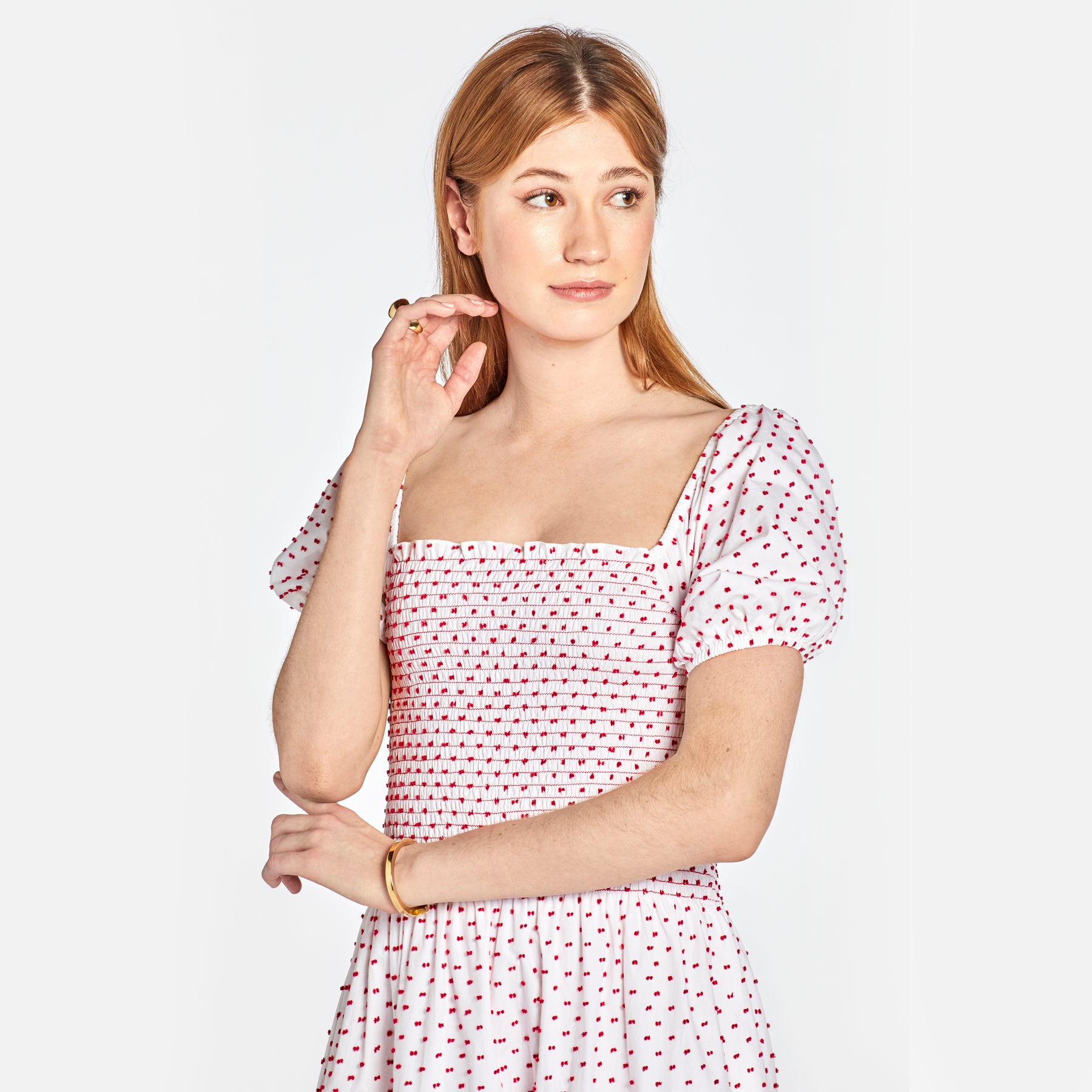 The Kate - Smocked Bodice Blue Striped or Red Polka Dot Dress – Maxwell ...